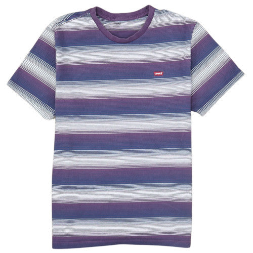 Levi's Mens Blue Striped Crew Neck Cotton T-Shirt Size M