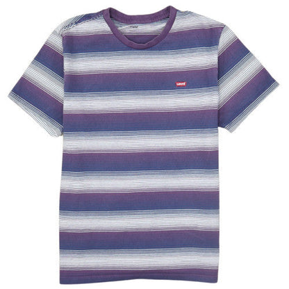 Levi's Mens Blue Striped Crew Neck Cotton T-Shirt Size M