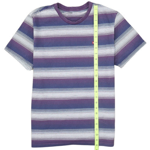 Levi's Mens Blue Striped Crew Neck Cotton T-Shirt Size M