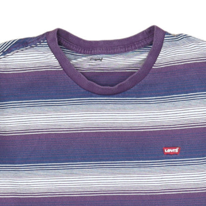 Levi's Mens Blue Striped Crew Neck Cotton T-Shirt Size M