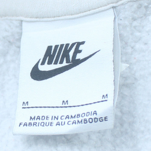 Nike Men's White Pullover Hoodie M Regular Fit Fleece Sweatshirt