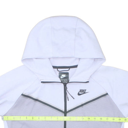 Nike Womens White Grey Full Zip Hoodie XS - Athletic Fit
