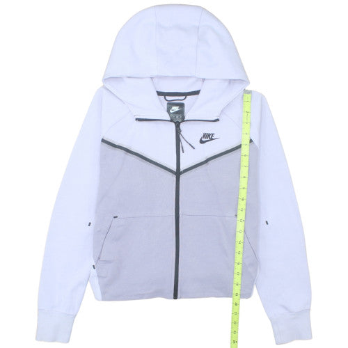 Nike Womens White Grey Full Zip Hoodie XS - Athletic Fit