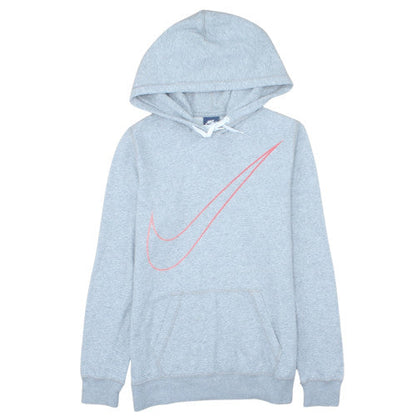 Nike Women Grey Hooded Pullover Hoodie L Cotton Blend