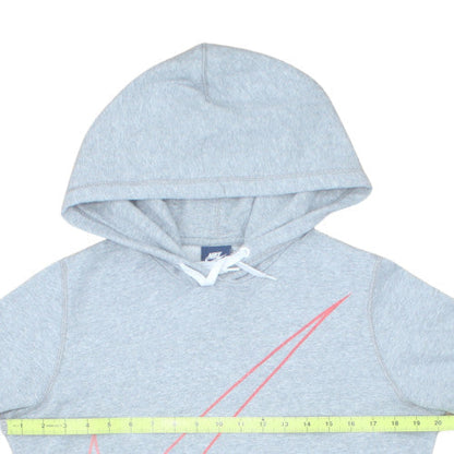 Nike Women Grey Hooded Pullover Hoodie L Cotton Blend