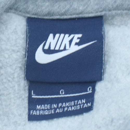 Nike Women Grey Hooded Pullover Hoodie L Cotton Blend