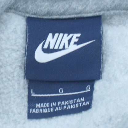 Nike Women Grey Hooded Pullover Hoodie L Cotton Blend