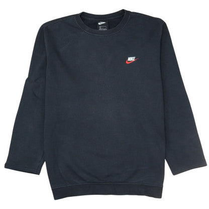 Nike Mens Black L Sweatshirt Crew Neck Cotton Blend Classic Style