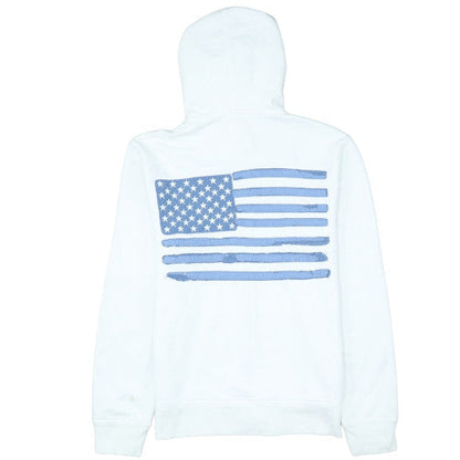 GAP Mens White Full Zip Hoodie M USA Flag Logo Sweatshirt