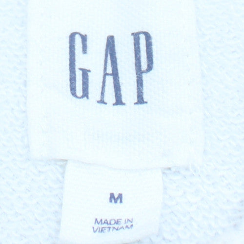 GAP Mens White Full Zip Hoodie M USA Flag Logo Sweatshirt