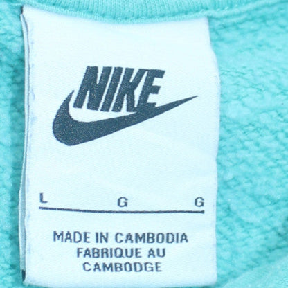 Nike Women’s Blue Pullover Hoodie L Relaxed Fit Cotton Blend