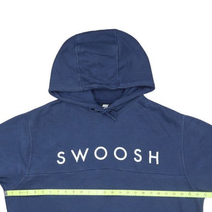 Nike Women's Blue Pullover Hoodie L Swoosh Logo Cotton Blend