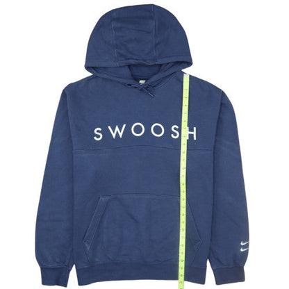 Nike Women's Blue Pullover Hoodie L Swoosh Logo Cotton Blend