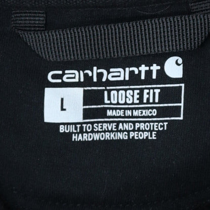 Carhartt Mens Black Pullover Hoodie L Loose Fit Fleece Sweatshirt