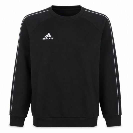 Front view of Adidas Men's Black Pullover Sweatshirt, size M, Crew Neck