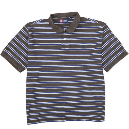 Chaps Men's Brown Striped Cotton Polo Shirt Size 4XLT