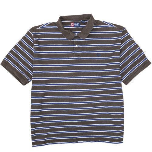 Chaps Men's Brown Striped Cotton Polo Shirt Size 4XLT