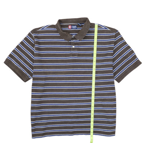 Chaps Men's Brown Striped Cotton Polo Shirt Size 4XLT