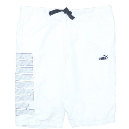 Puma Men’s White Sweat Shorts M Elastic Waist Casual Sportswear