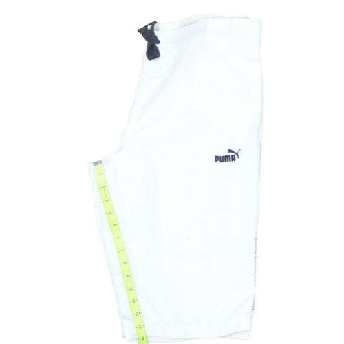 Puma Men’s White Sweat Shorts M Elastic Waist Casual Sportswear
