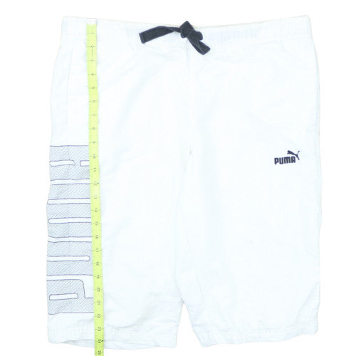 Puma Men’s White Sweat Shorts M Elastic Waist Casual Sportswear
