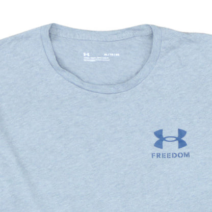 Under Armour Men's Grey Freedom Graphic T-Shirt XL Loose Fit Cotton Blend