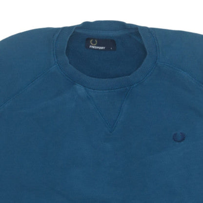 Fred Perry Men's Blue Cotton Crew Neck Sweatshirt Size L
