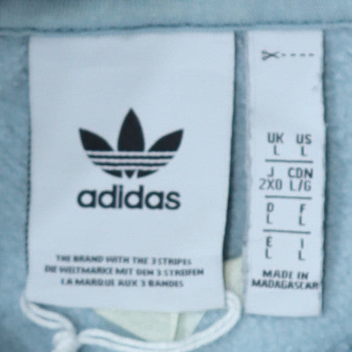 Adidas Women Blue Pullover Hoodie L Hooded Sweatshirt Casual