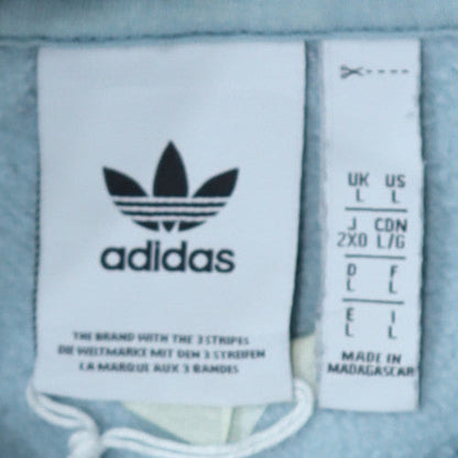 Adidas Women Blue Pullover Hoodie L Hooded Sweatshirt Casual