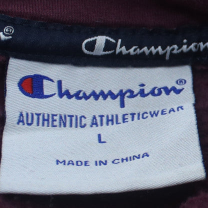 Champion Men's Burgundy Hoodie L Pullover Athletic Logo Cotton Blend