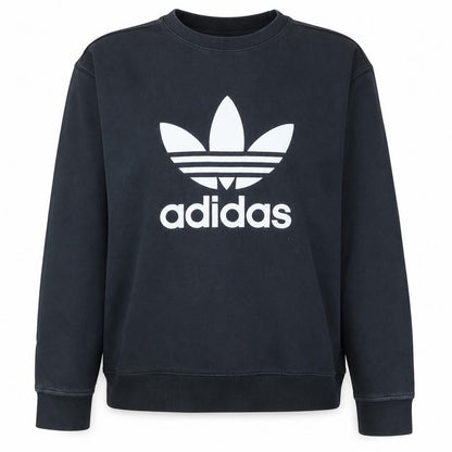 Adidas Womens Black Cotton Crew Neck Pullover Sweatshirt UK 12