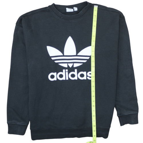 Adidas Womens Black Cotton Crew Neck Pullover Sweatshirt UK 12