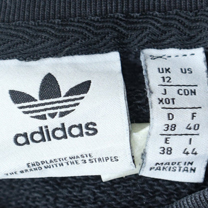Adidas Womens Black Cotton Crew Neck Pullover Sweatshirt UK 12