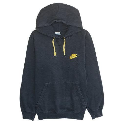 Nike Men's Black Pullover Hoodie M Yellow Logo Classic Sportswear