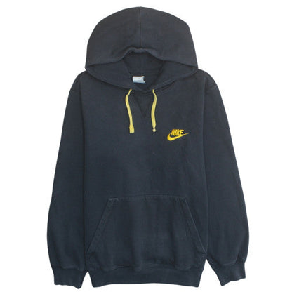 Nike Men's Black Pullover Hoodie M Yellow Logo Classic Sportswear