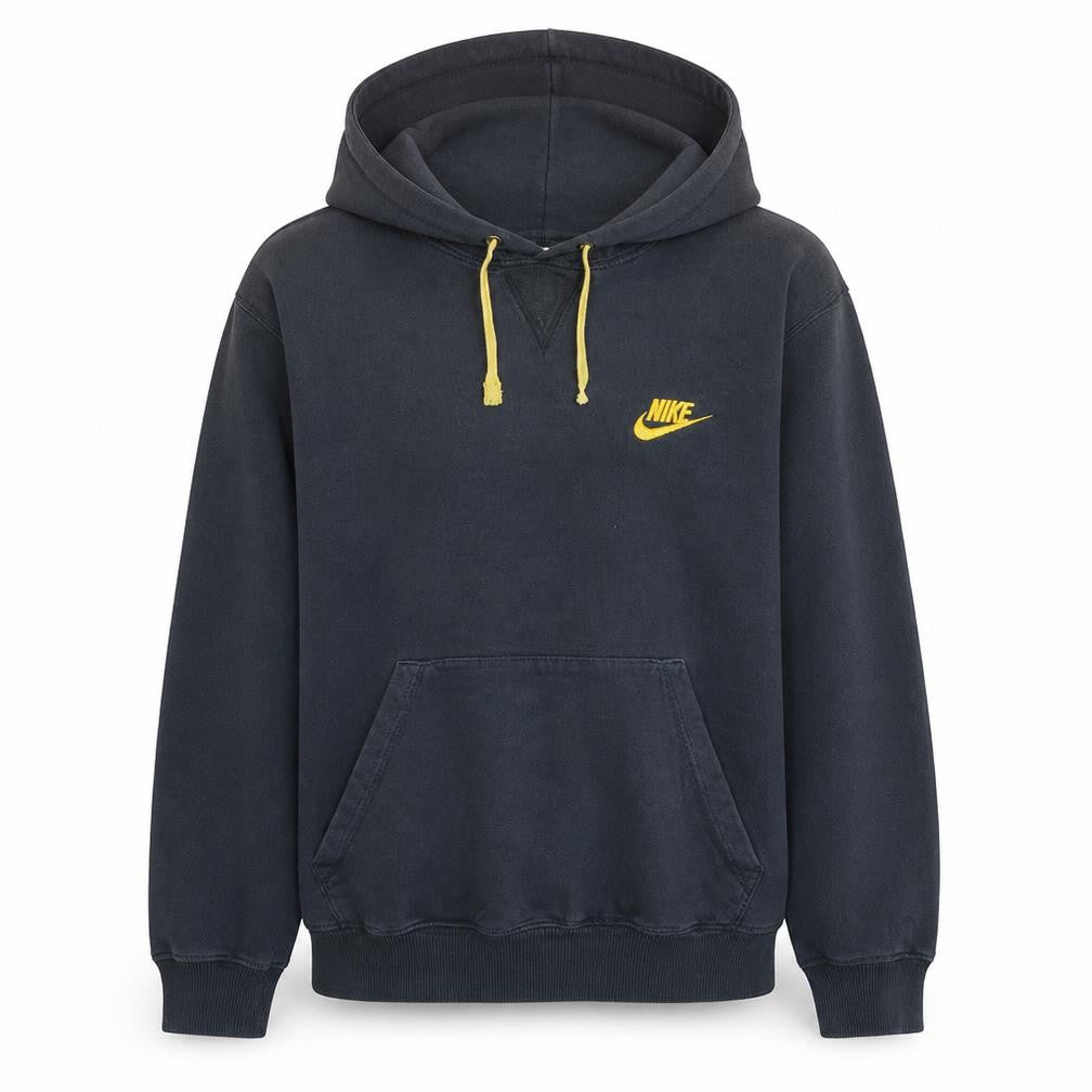 Nike Men's Black Pullover Hoodie M Yellow Logo Classic Sportswear