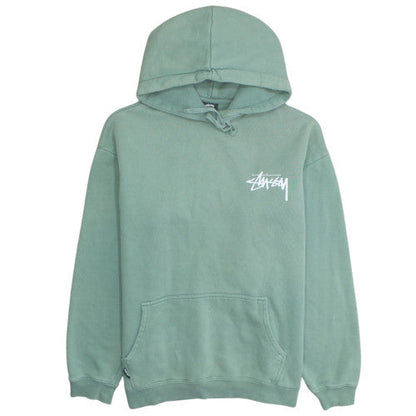 Stussy Men Green Pullover Hoodie Sweatshirt M Regular Fit Logo