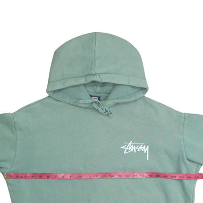 Stussy Men Green Pullover Hoodie Sweatshirt M Regular Fit Logo