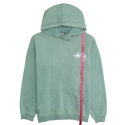 Stussy Men Green Pullover Hoodie Sweatshirt M Regular Fit Logo