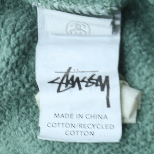 Stussy Men Green Pullover Hoodie Sweatshirt M Regular Fit Logo