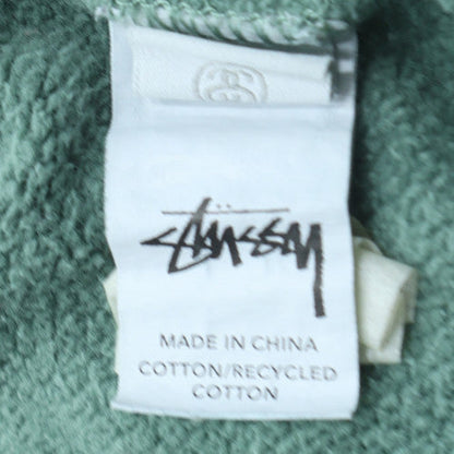 Stussy Men Green Pullover Hoodie Sweatshirt M Regular Fit Logo