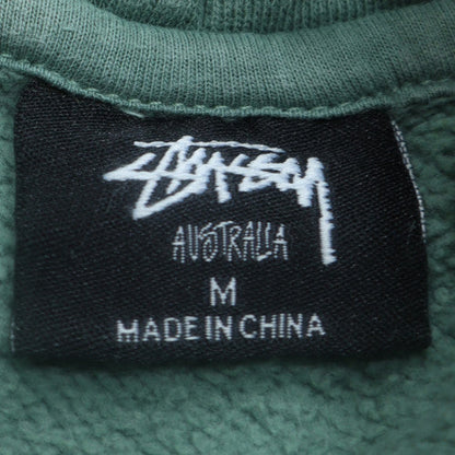 Stussy Men Green Pullover Hoodie Sweatshirt M Regular Fit Logo