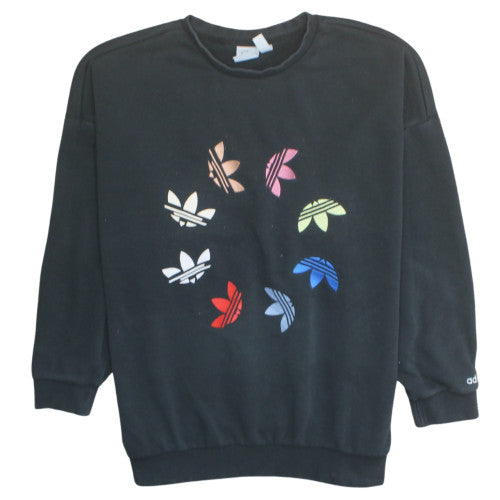 Adidas Womens Black Multicolour Logo Sweatshirt Size 8 Pullover