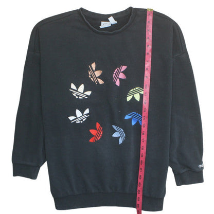 Adidas Womens Black Multicolour Logo Sweatshirt Size 8 Pullover