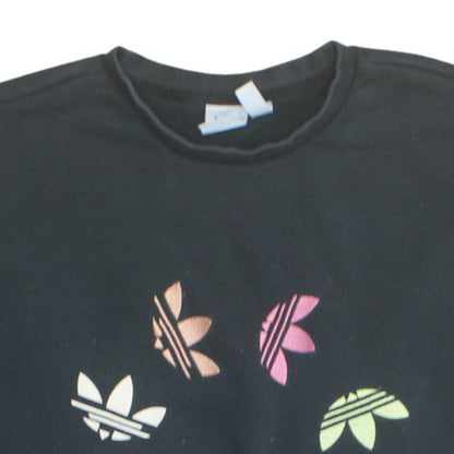 Adidas Womens Black Multicolour Logo Sweatshirt Size 8 Pullover