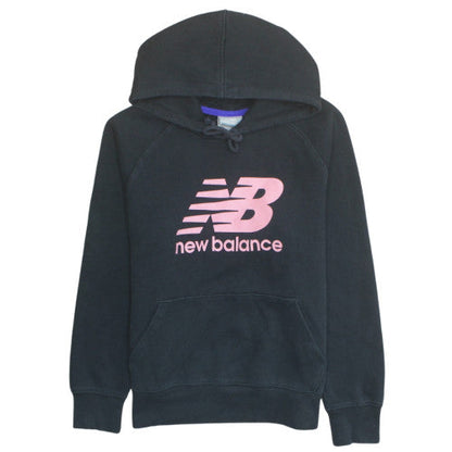 New Balance Women's Black Pullover Hoodie L Cotton Blend Logo Print