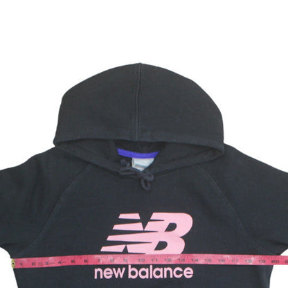 New Balance Women's Black Pullover Hoodie L Cotton Blend Logo Print