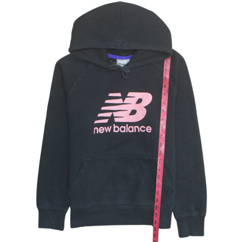 New Balance Women's Black Pullover Hoodie L Cotton Blend Logo Print