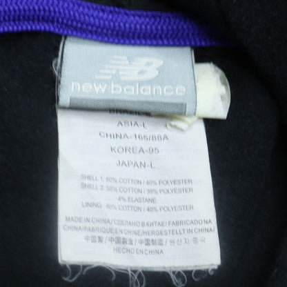 New Balance Women's Black Pullover Hoodie L Cotton Blend Logo Print