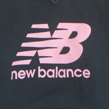New Balance Women's Black Pullover Hoodie L Cotton Blend Logo Print